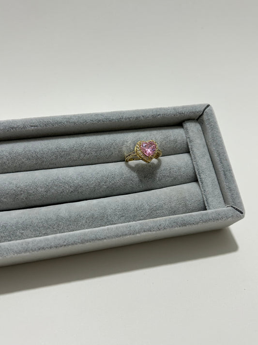 Carter Accessories Pembe Kalp Taşlı Zarif Yüzük