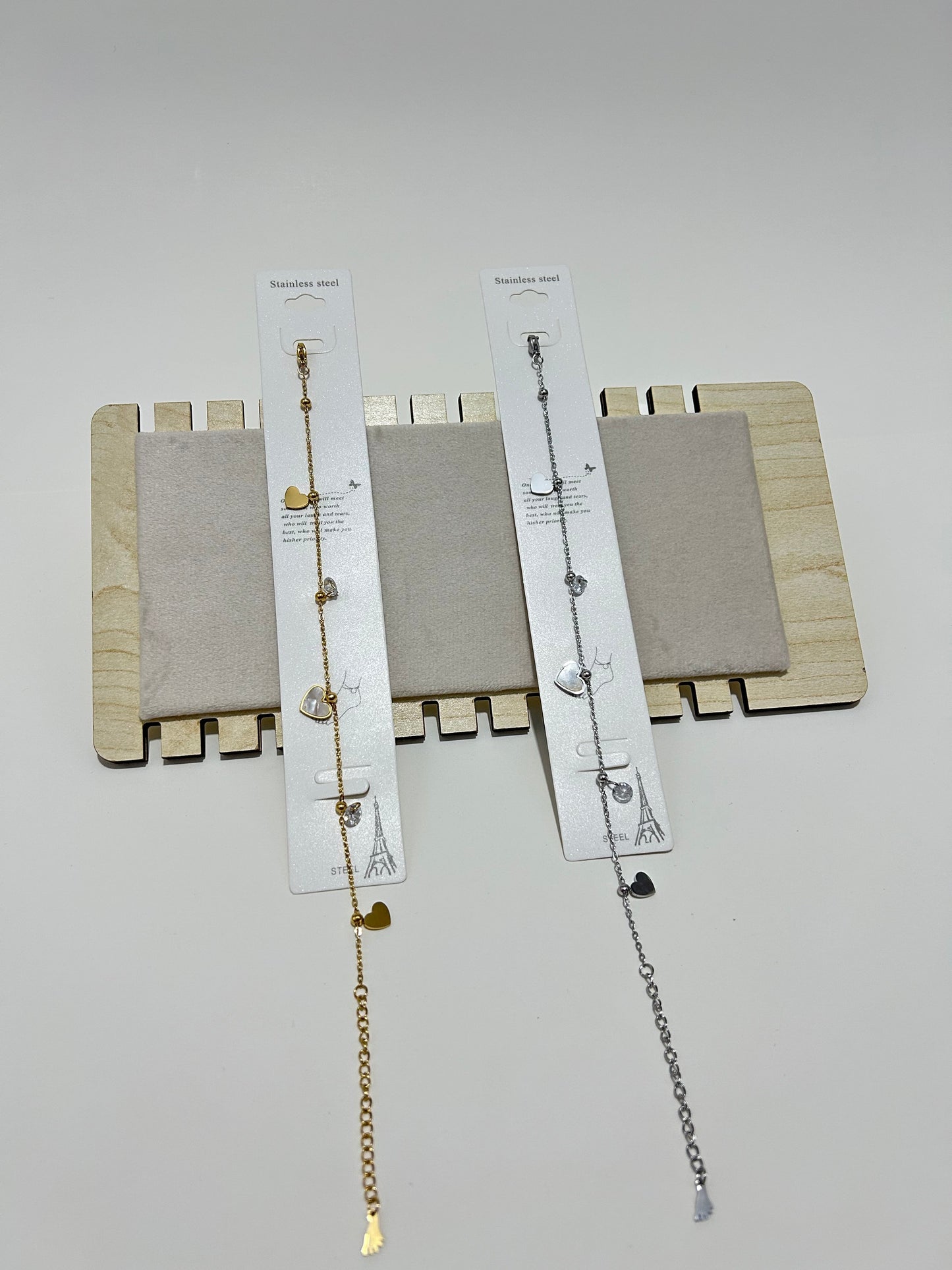 Kalp Detaylı Paslanmaz Çelik Halhal – Altın & Gümüş Renk