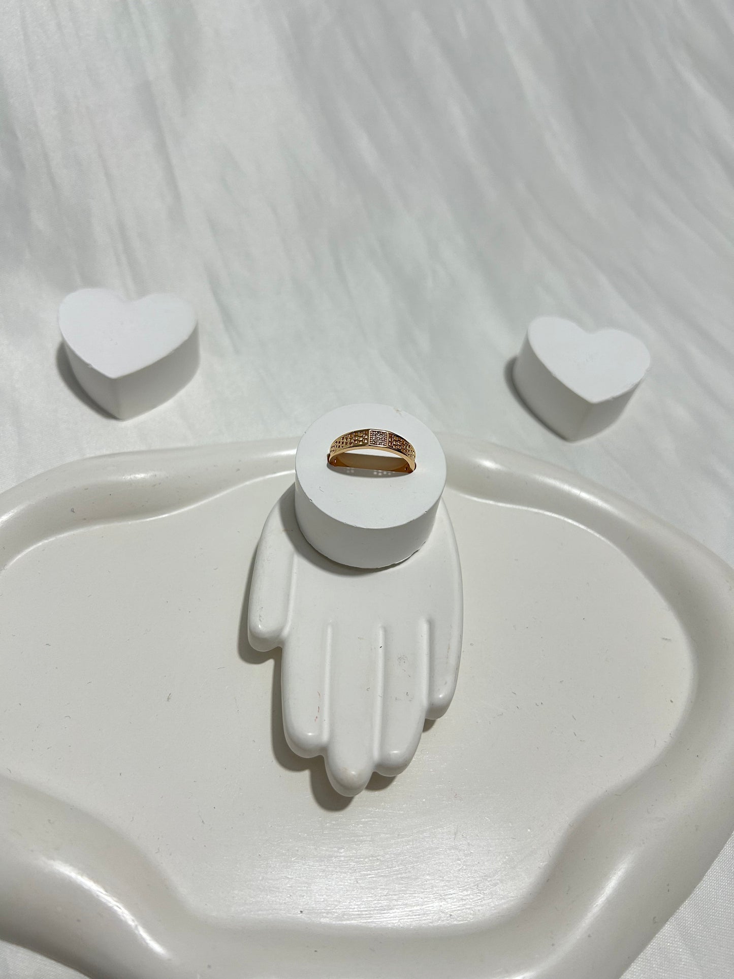 Gold Kare Taşlı Şık Yüzük