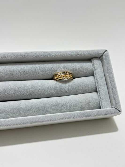 Carter Accessories Altın Renk Üç Taşlı Modern Yüzük