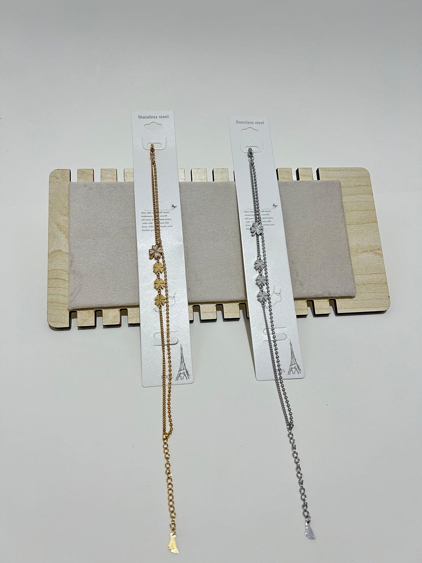 Yonca Figürlü Paslanmaz Çelik Halhal – Altın & Gümüş Renk