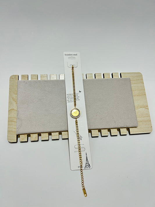 Altın Güneş Figürlü Paslanmaz Çelik Bileklik