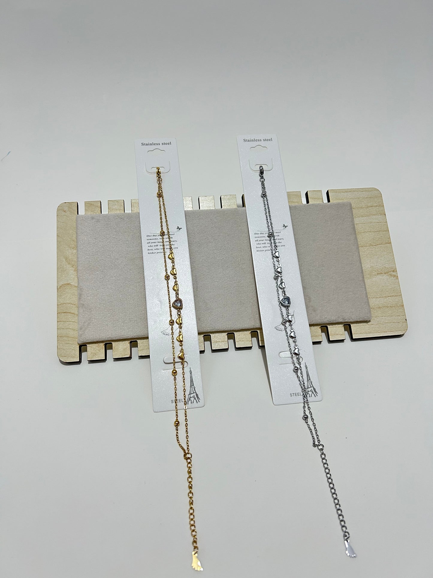 Minimal Kalp Detaylı  Paslanmaz Çelik Halhal – Altın & Gümüş Renk