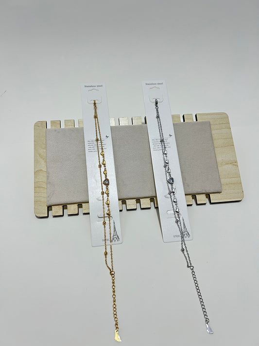 Minimal Kalp Detaylı  Paslanmaz Çelik Halhal – Altın & Gümüş Renk