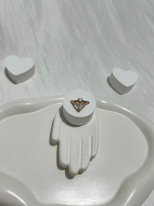 Tek Taş Taç Model Gold Yüzük