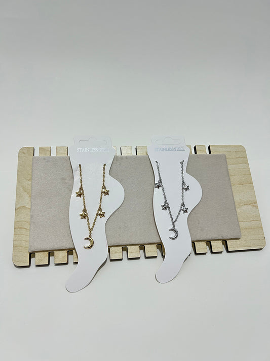 Ay ve Yıldız Figürlü Paslanmaz Çelik Halhal – Altın & Gümüş Renk